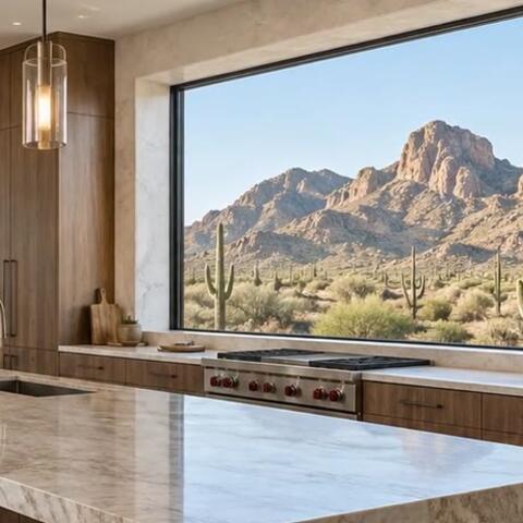 Listing kitchen with voiceover captions